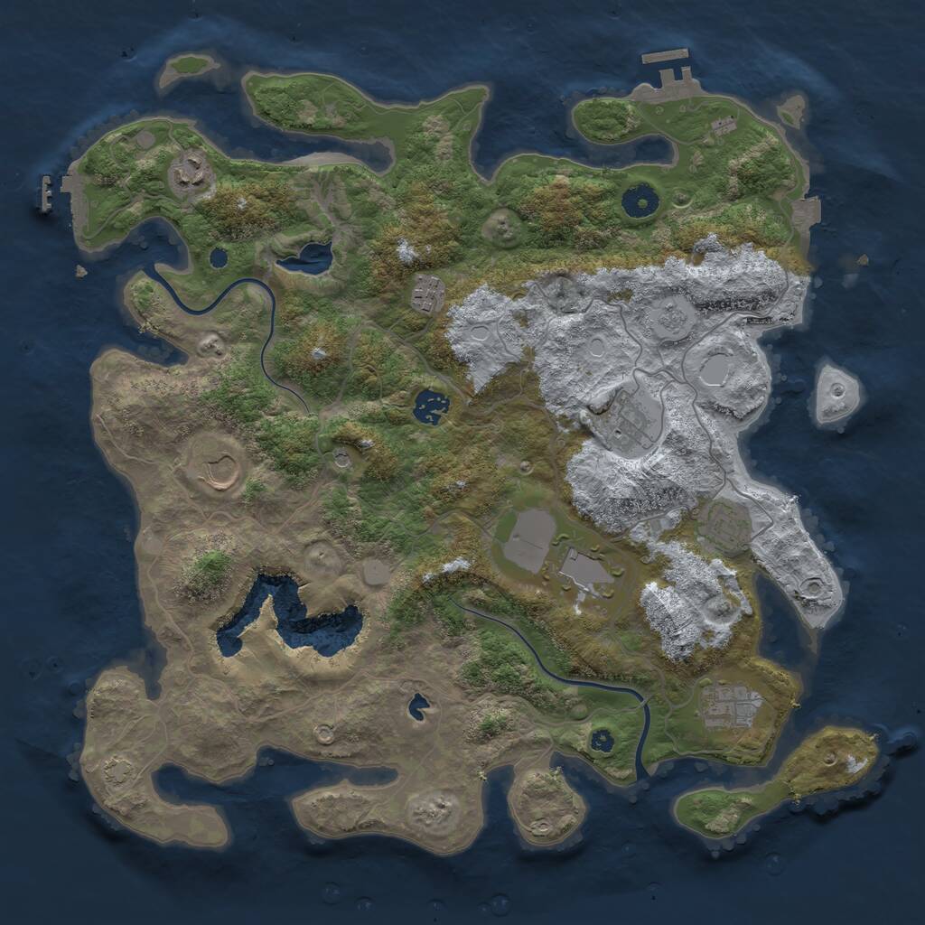 Rust Map: Procedural Map, Size: 4000, Seed: 10016, 14 Monuments
