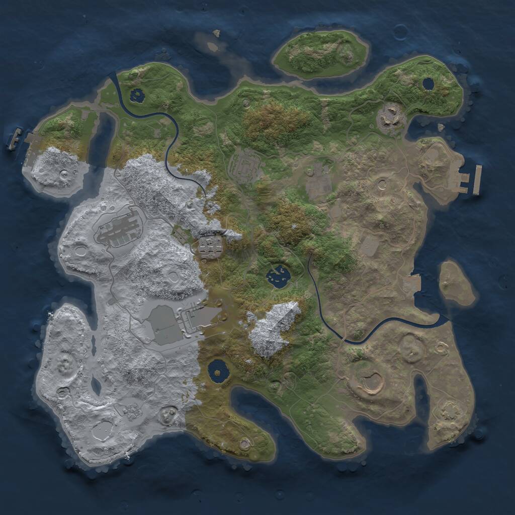 Rust Map: Procedural Map, Size: 3500, Seed: 6186241, 14 Monuments