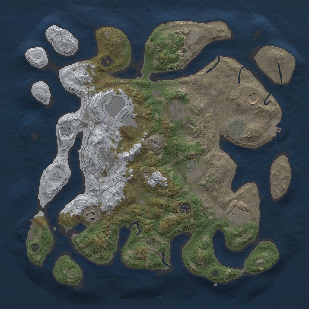 Rust Map: Procedural Map, Size: 4000, Seed: 830931753, 19 Monuments