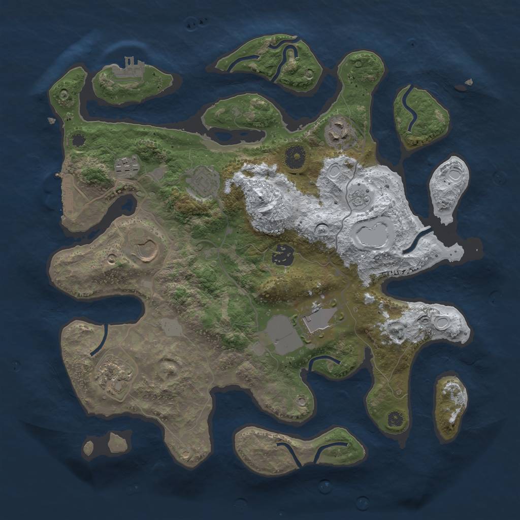 Rust Map: Procedural Map, Size: 3500, Seed: 2401344, 15 Monuments