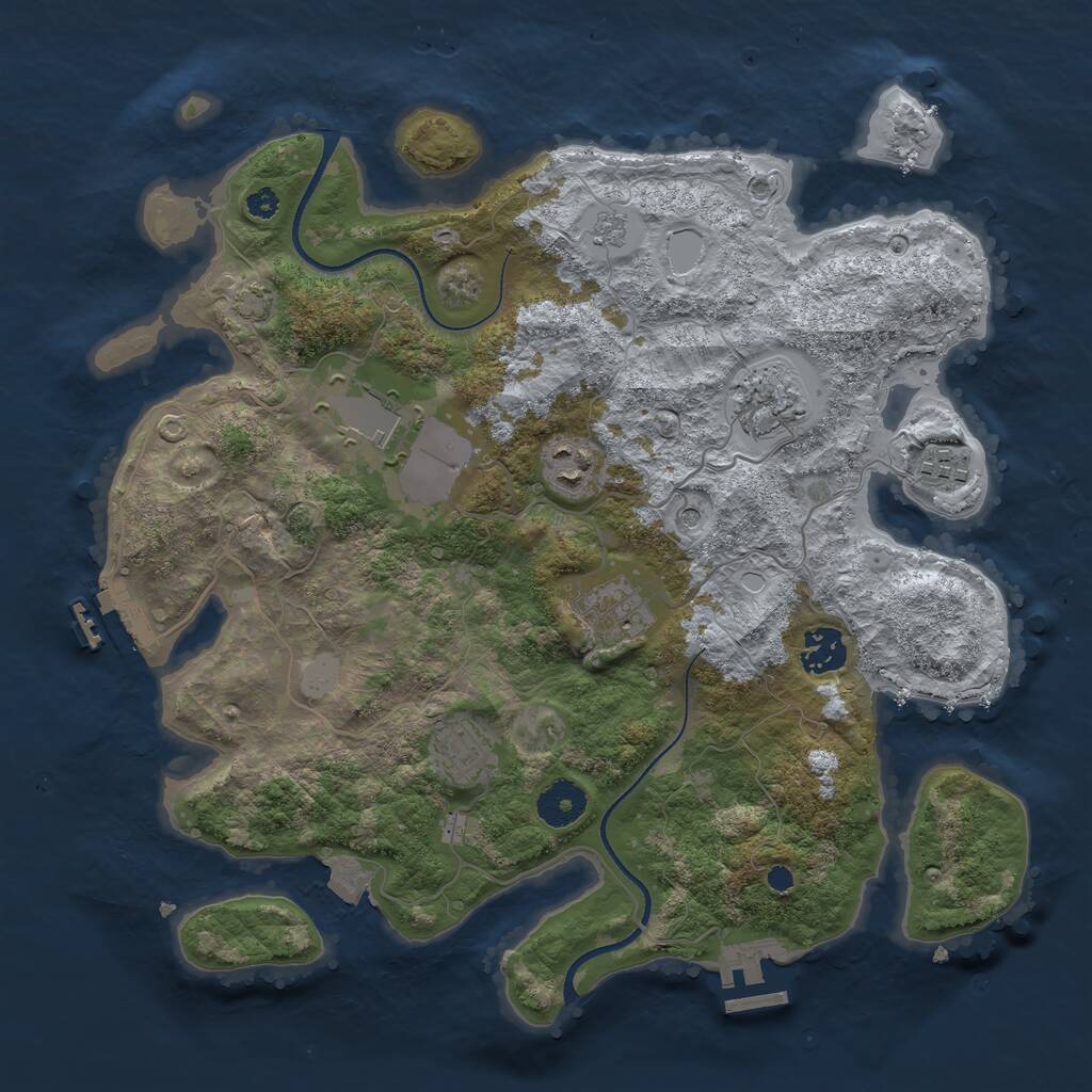 Rust Map: Procedural Map, Size: 3500, Seed: 6156537, 13 Monuments