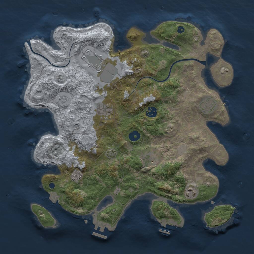 Rust Map: Procedural Map, Size: 3500, Seed: 5353958, 13 Monuments