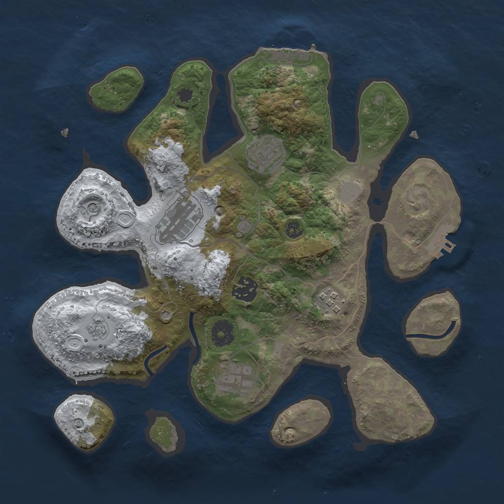 Rust Map: Procedural Map, Size: 3000, Seed: 355349, 14 Monuments