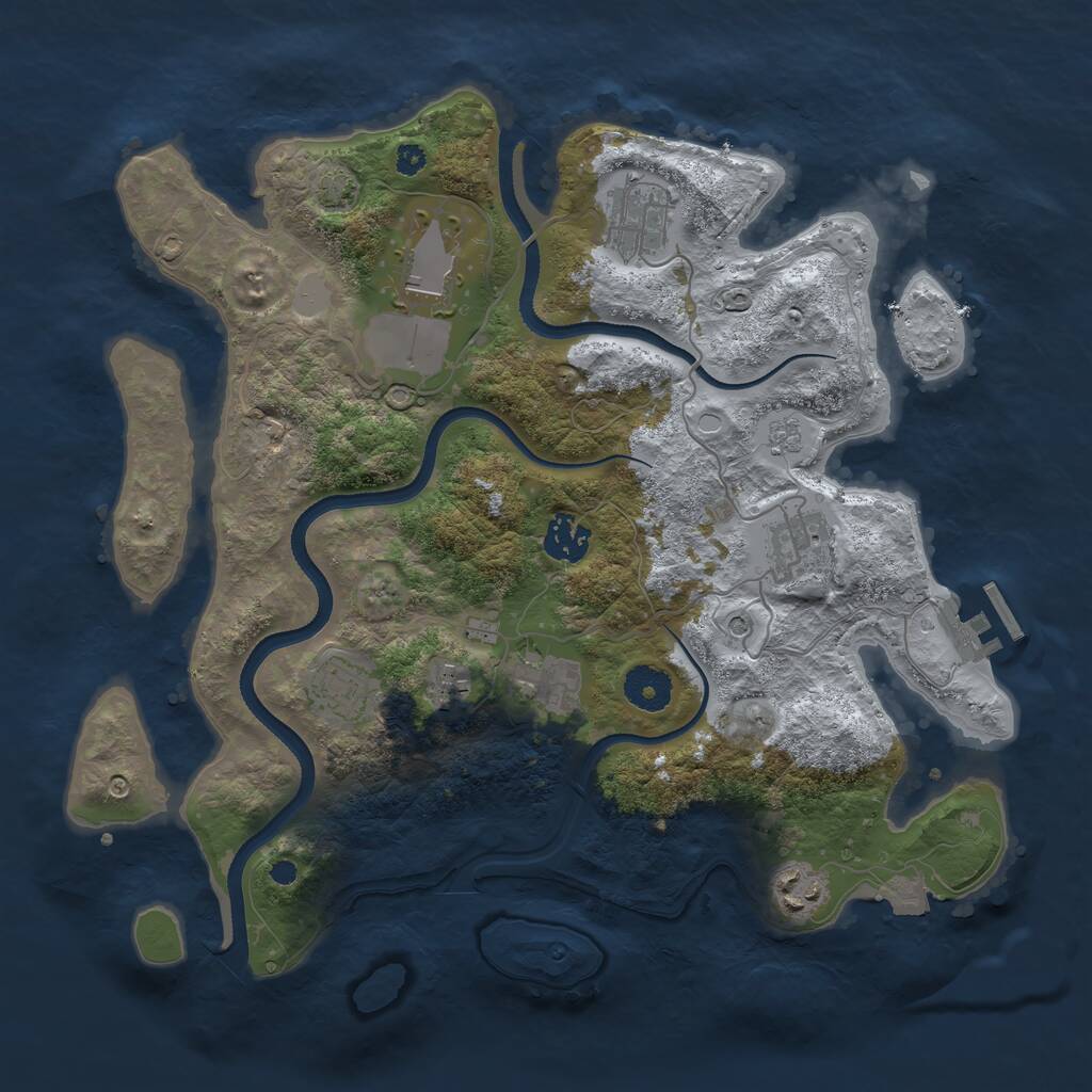 Rust Map: Procedural Map, Size: 3500, Seed: 1691285, 13 Monuments