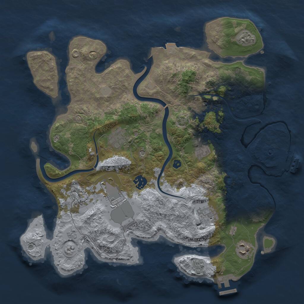 Rust Map: Procedural Map, Size: 3500, Seed: 1230828, 14 Monuments