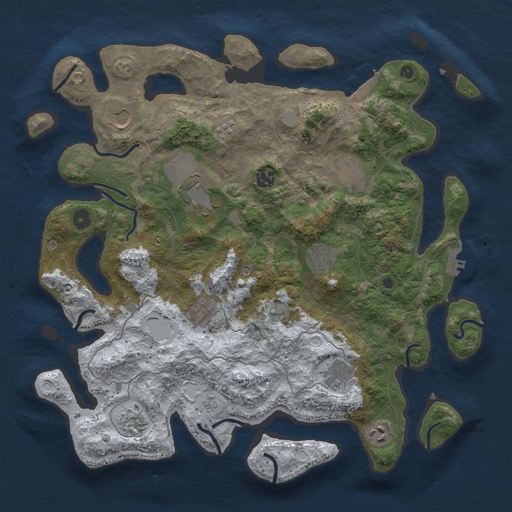 Rust Map: Procedural Map, Size: 4000, Seed: 1212174, 19 Monuments