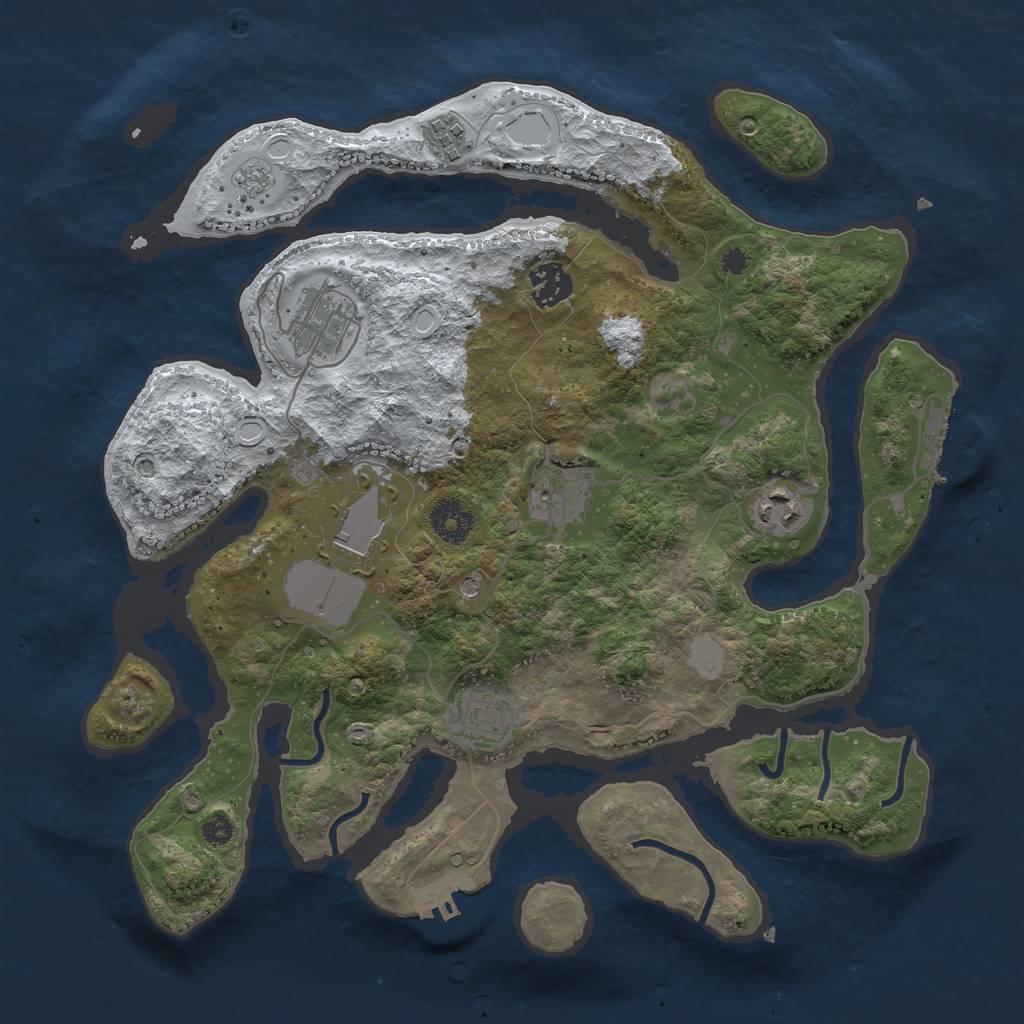 Rust Map: Procedural Map, Size: 3500, Seed: 955822, 16 Monuments