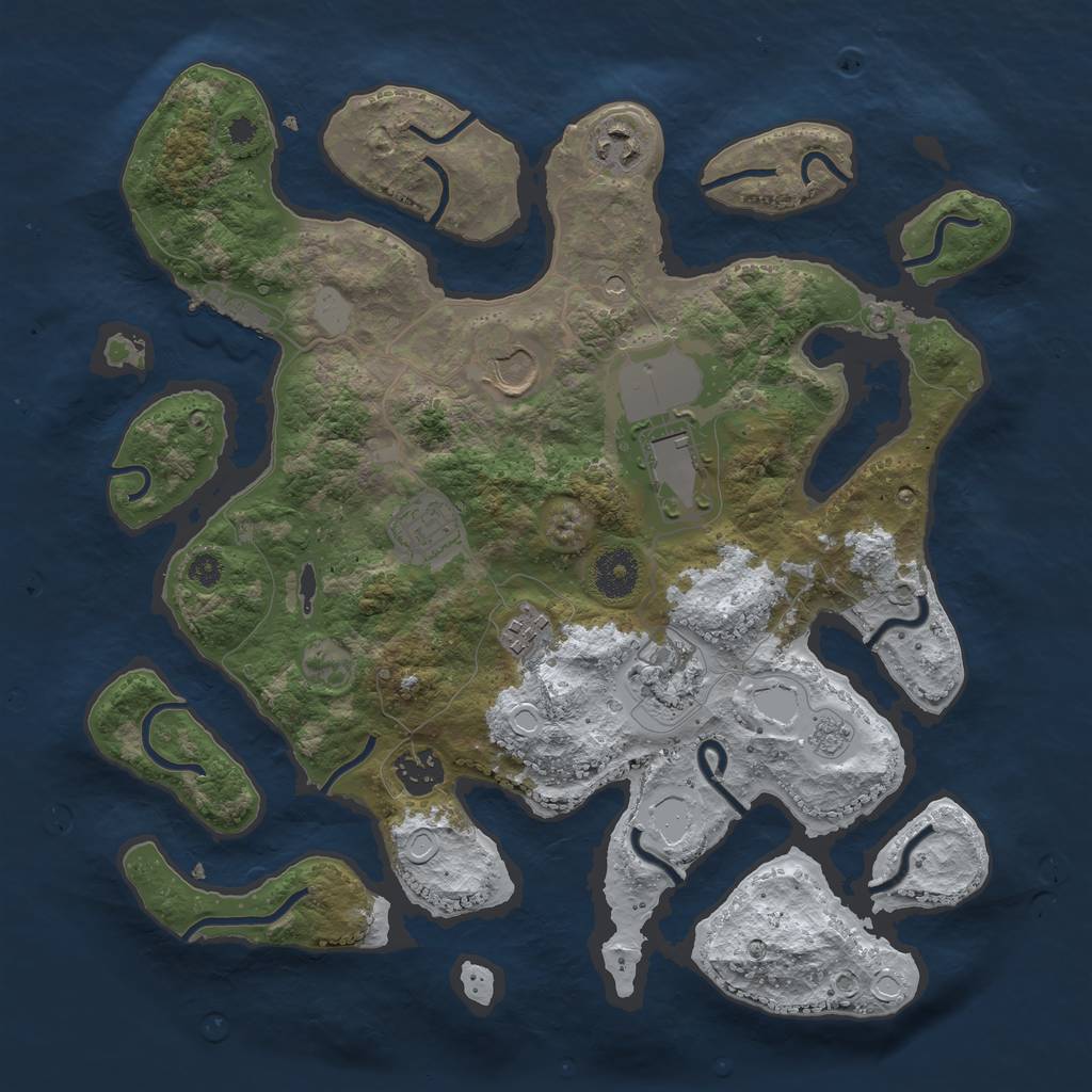 Rust Map: Procedural Map, Size: 3500, Seed: 594633, 15 Monuments