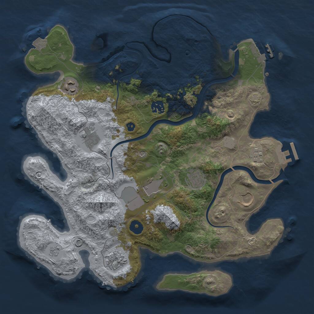 Rust Map: Procedural Map, Size: 3500, Seed: 1045468, 14 Monuments