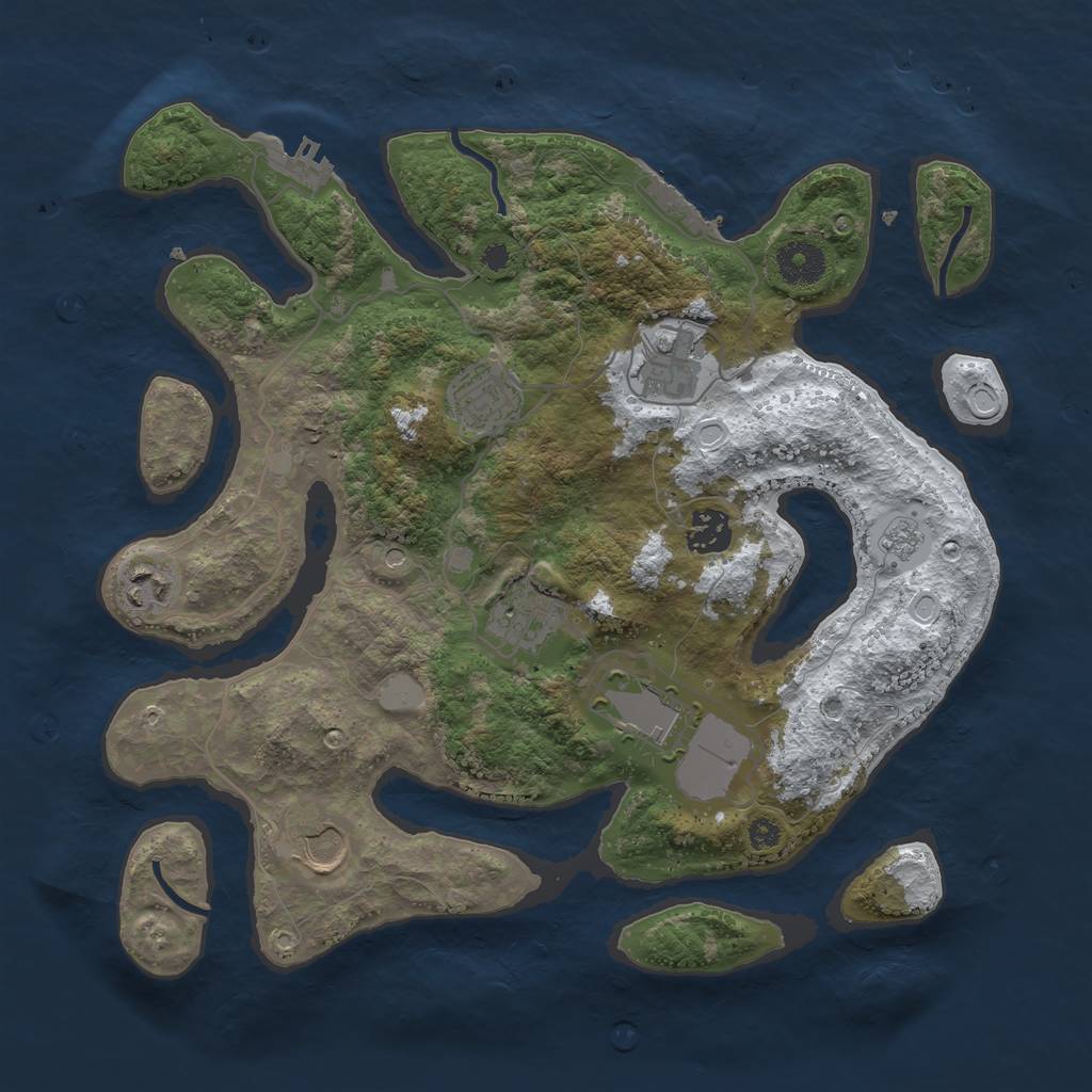 Rust Map: Procedural Map, Size: 3500, Seed: 3145699, 16 Monuments