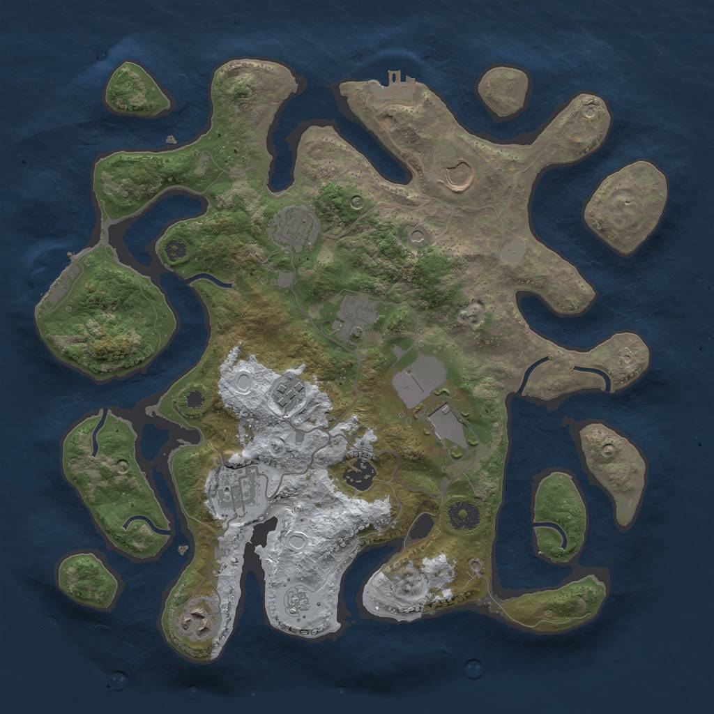 Rust Map: Procedural Map, Size: 3500, Seed: 5687199, 17 Monuments