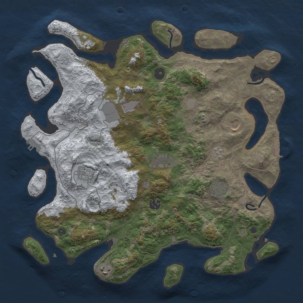 Rust Map: Procedural Map, Size: 4000, Seed: 937131533, 17 Monuments