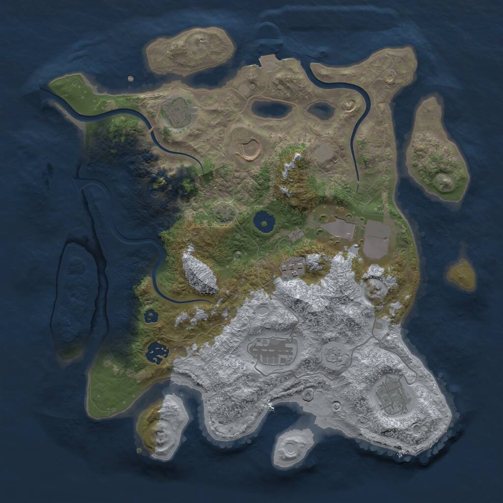 Rust Map: Procedural Map, Size: 3500, Seed: 4693591, 11 Monuments
