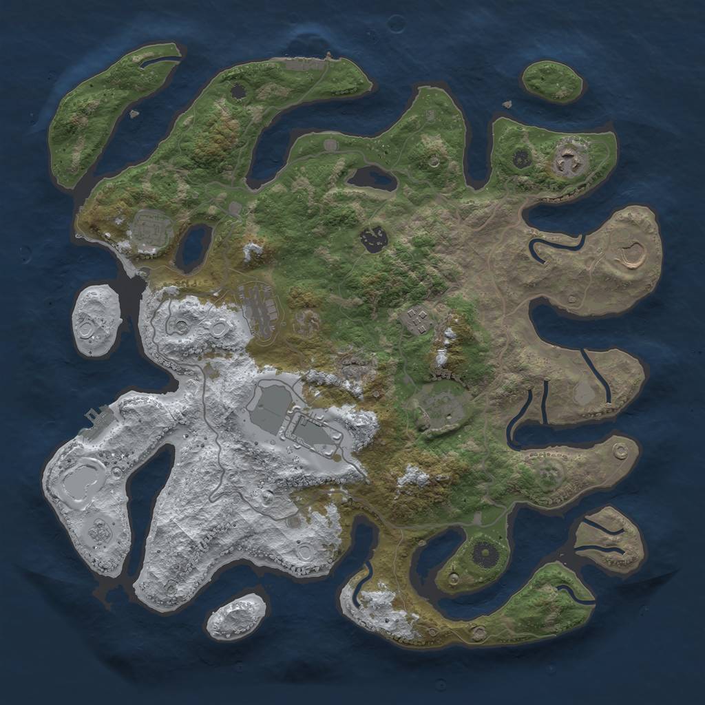 Rust Map: Procedural Map, Size: 4000, Seed: 1215088, 17 Monuments
