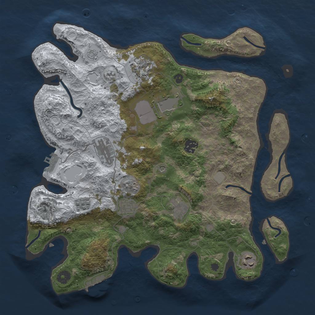 Rust Map: Procedural Map, Size: 3500, Seed: 107285, 17 Monuments