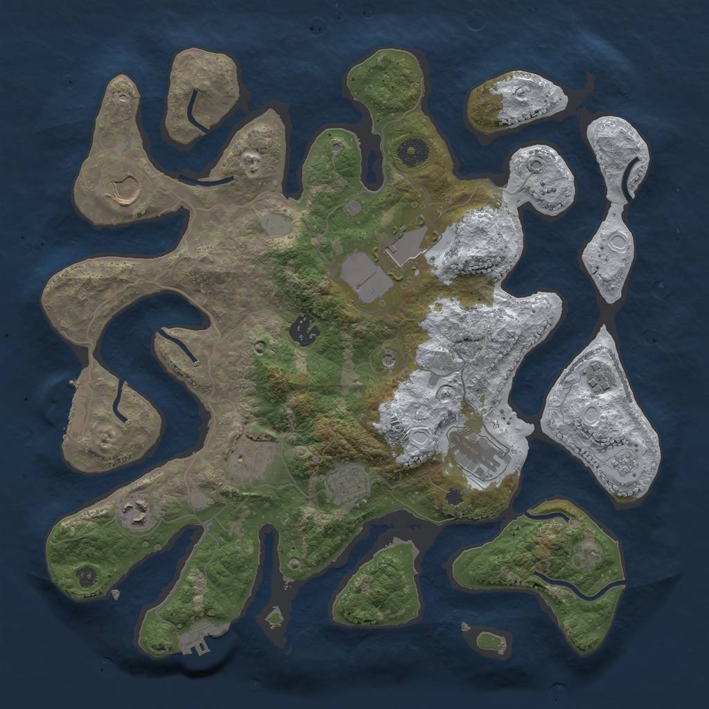 Rust Map: Procedural Map, Size: 3600, Seed: 298327, 17 Monuments