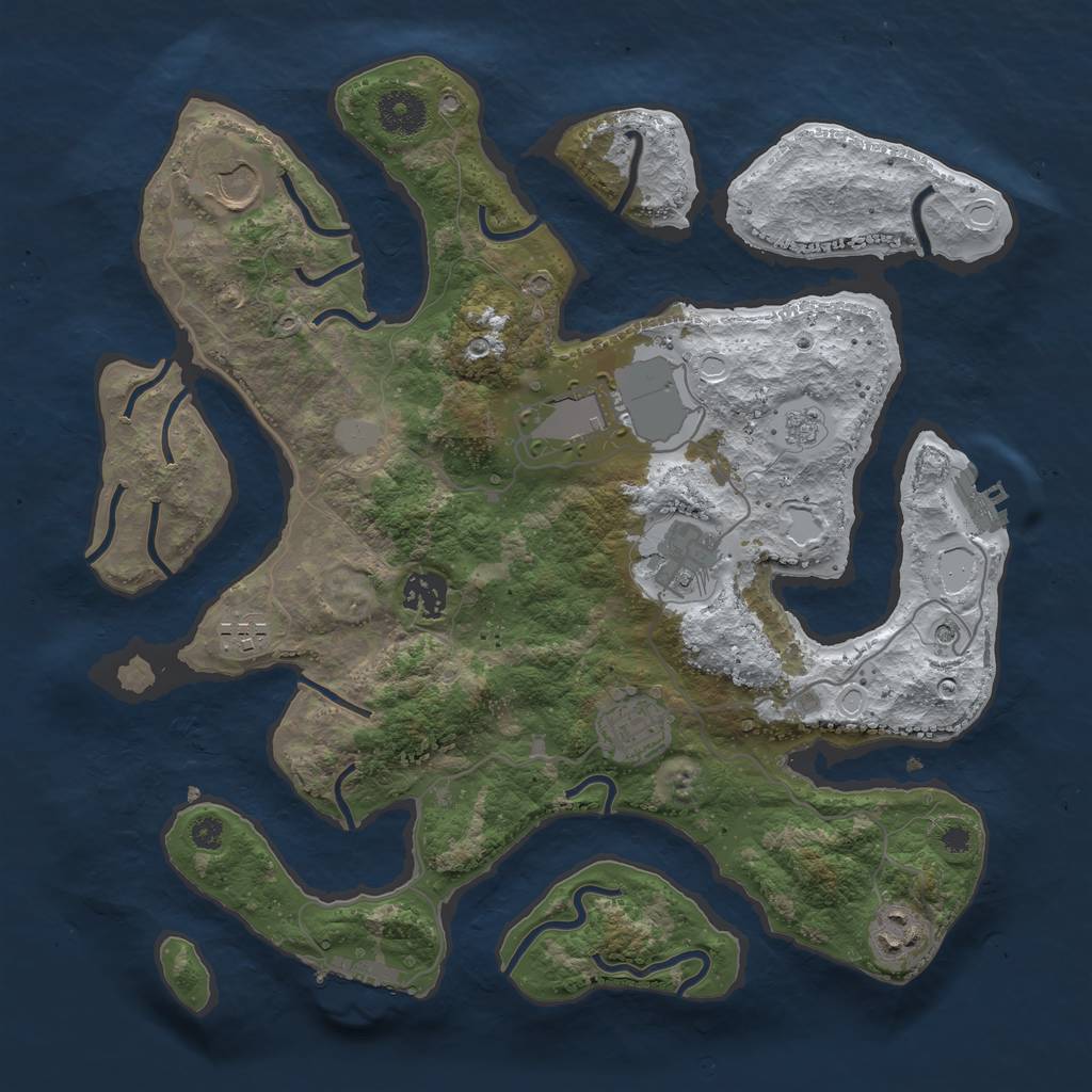 Rust Map: Procedural Map, Size: 3500, Seed: 138324, 16 Monuments
