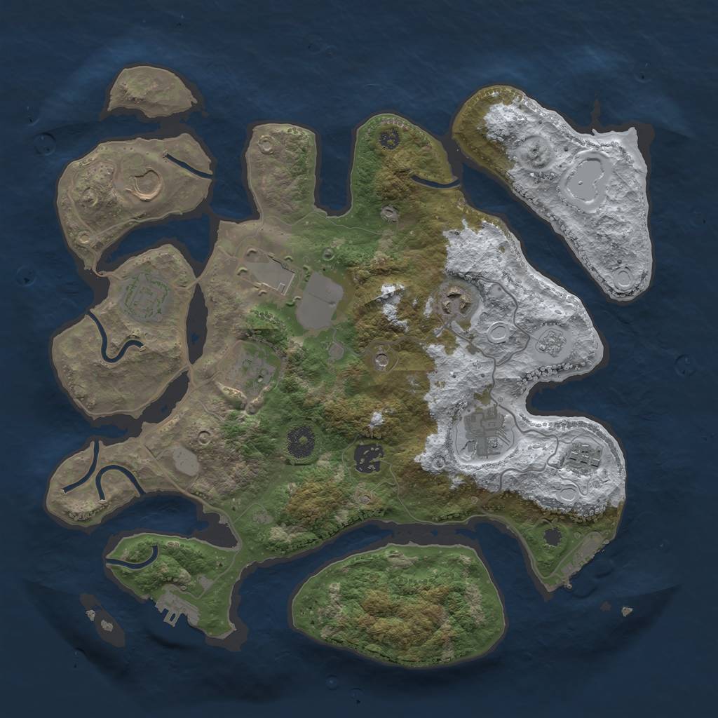 Rust Map: Procedural Map, Size: 3500, Seed: 5371729, 17 Monuments