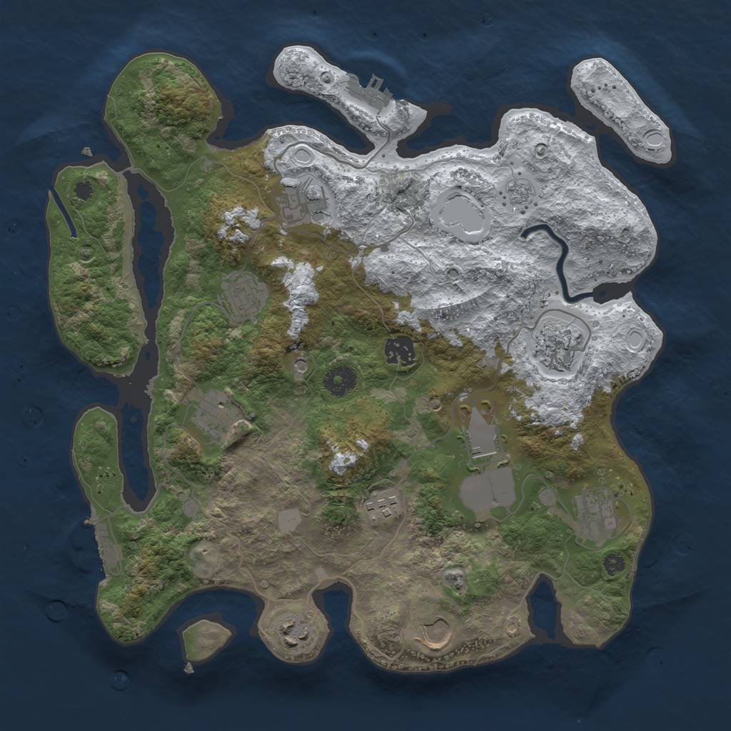 Rust Map: Procedural Map, Size: 3500, Seed: 4703199, 19 Monuments