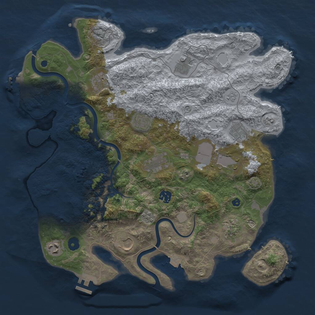 Rust Map: Procedural Map, Size: 3800, Seed: 1220740, 17 Monuments