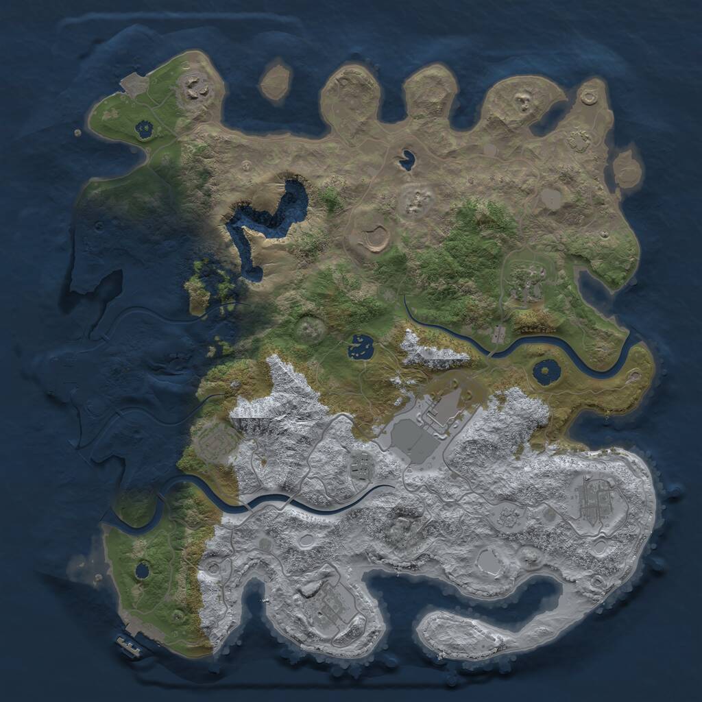 Rust Map: Procedural Map, Size: 4000, Seed: 4400447, 15 Monuments