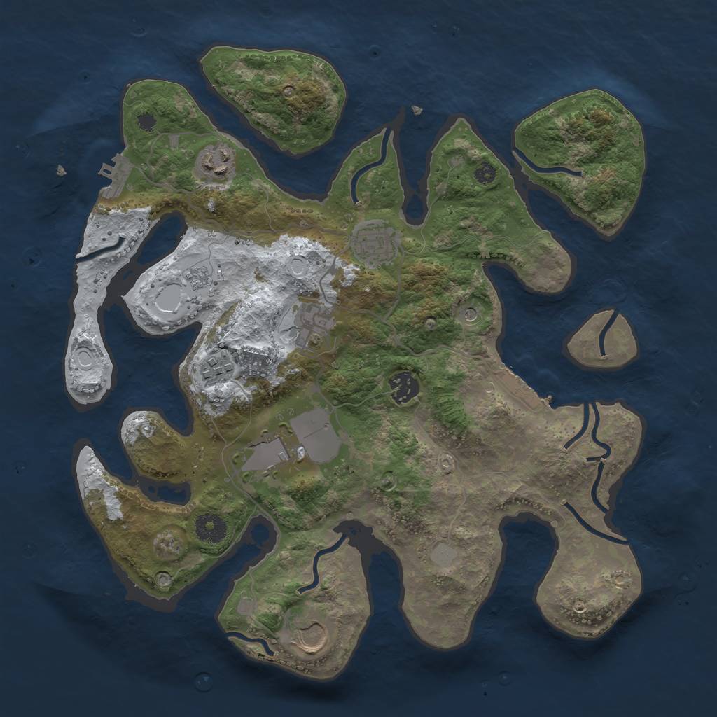 Rust Map: Procedural Map, Size: 3500, Seed: 2721115, 16 Monuments