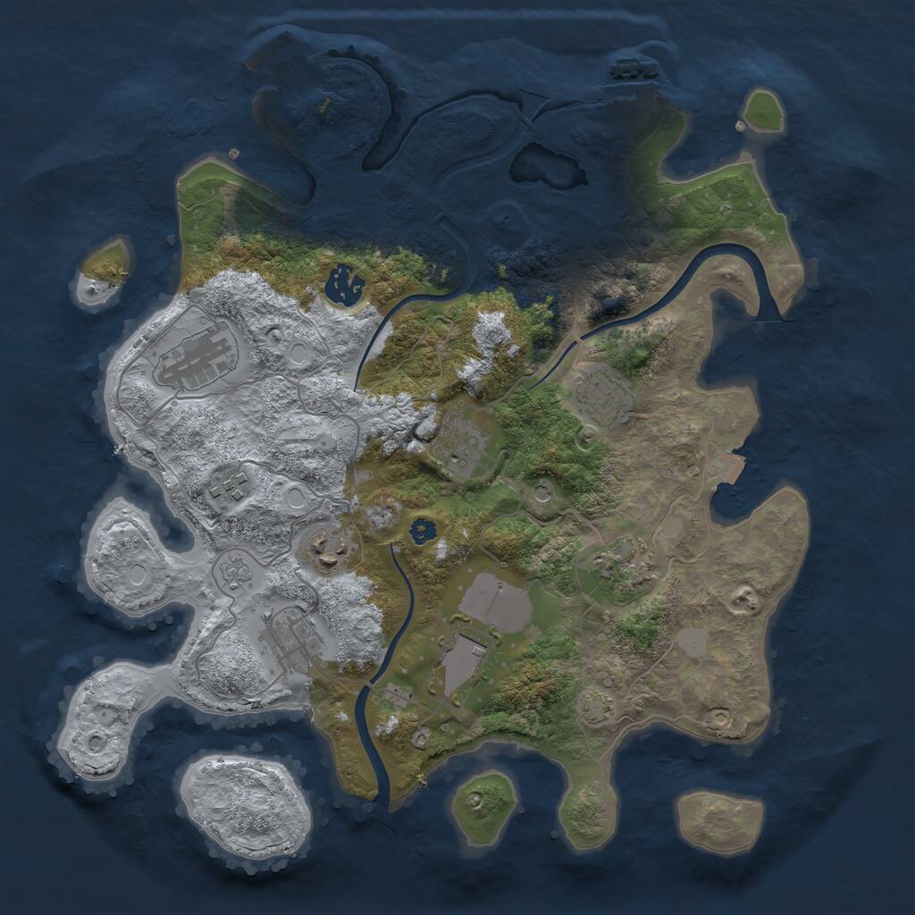 Rust Map: Procedural Map, Size: 3500, Seed: 256741, 15 Monuments