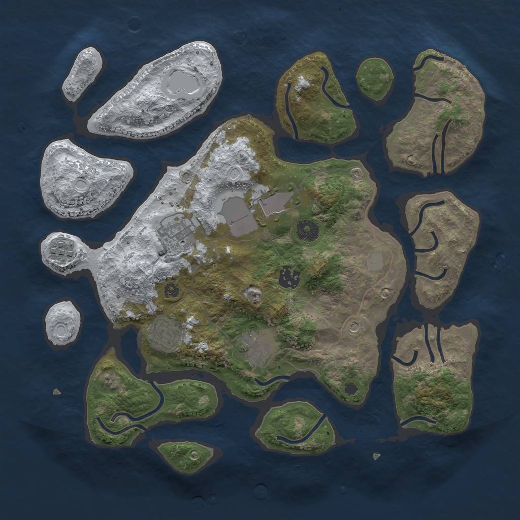 Rust Map: Procedural Map, Size: 3500, Seed: 2082627, 12 Monuments