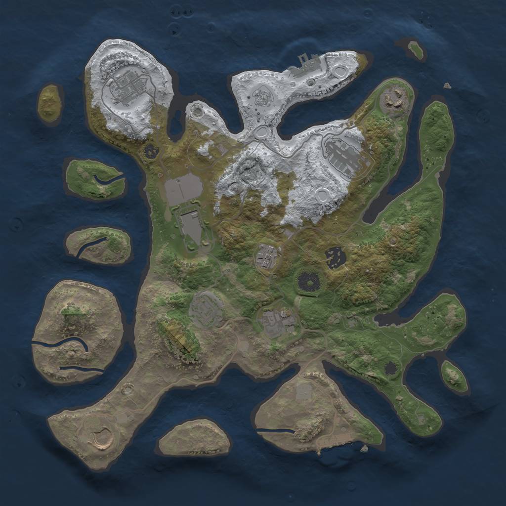 Rust Map: Procedural Map, Size: 3500, Seed: 3320147, 17 Monuments