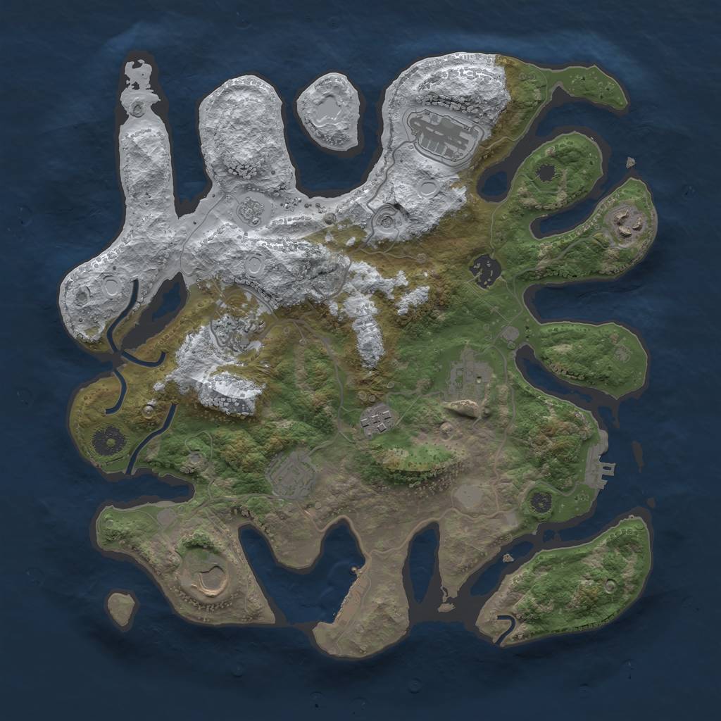 Rust Map: Procedural Map, Size: 3500, Seed: 1665652, 17 Monuments