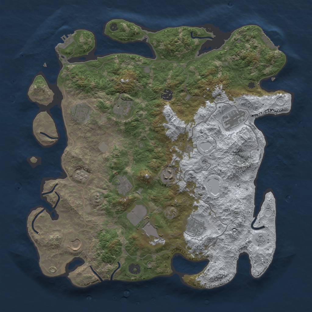 Rust Map: Procedural Map, Size: 4000, Seed: 3623237, 19 Monuments