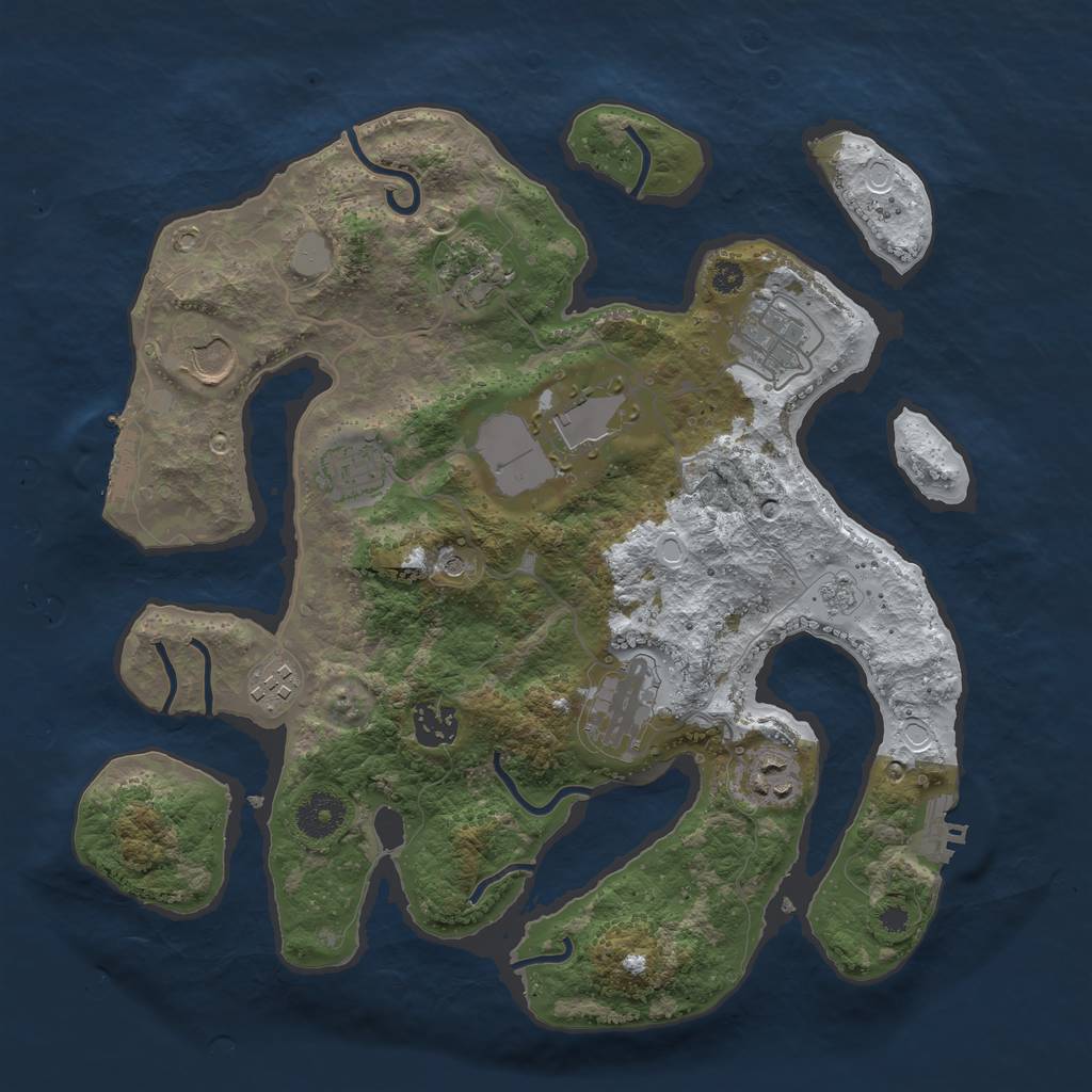 Rust Map: Procedural Map, Size: 3500, Seed: 1916298, 18 Monuments