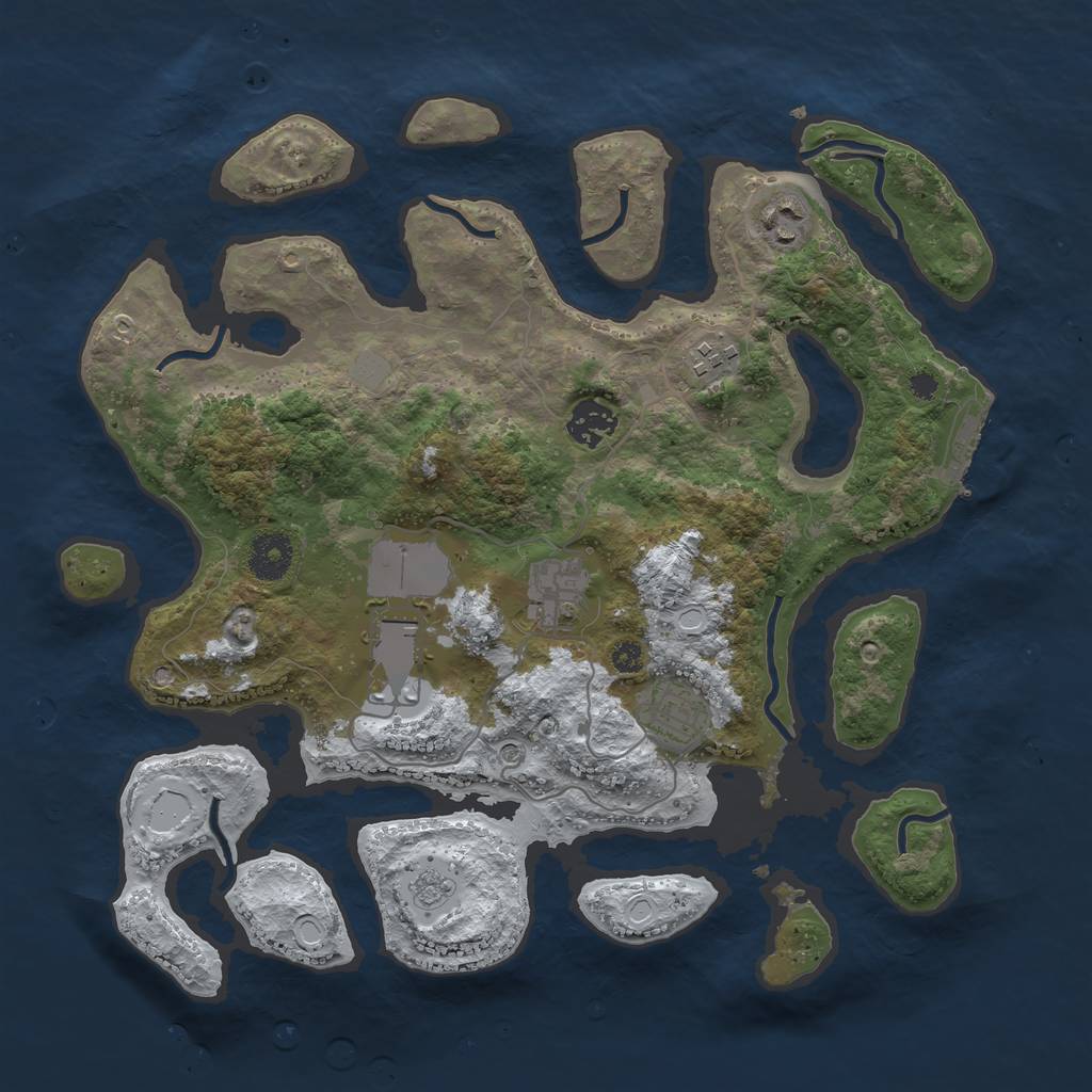 Rust Map: Procedural Map, Size: 3500, Seed: 721738, 14 Monuments