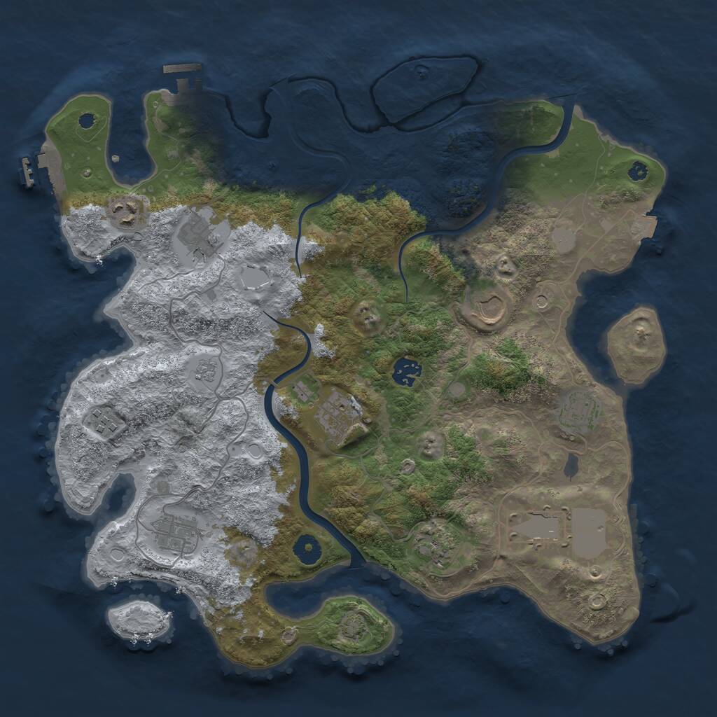 Rust Map: Procedural Map, Size: 3800, Seed: 3731675, 16 Monuments