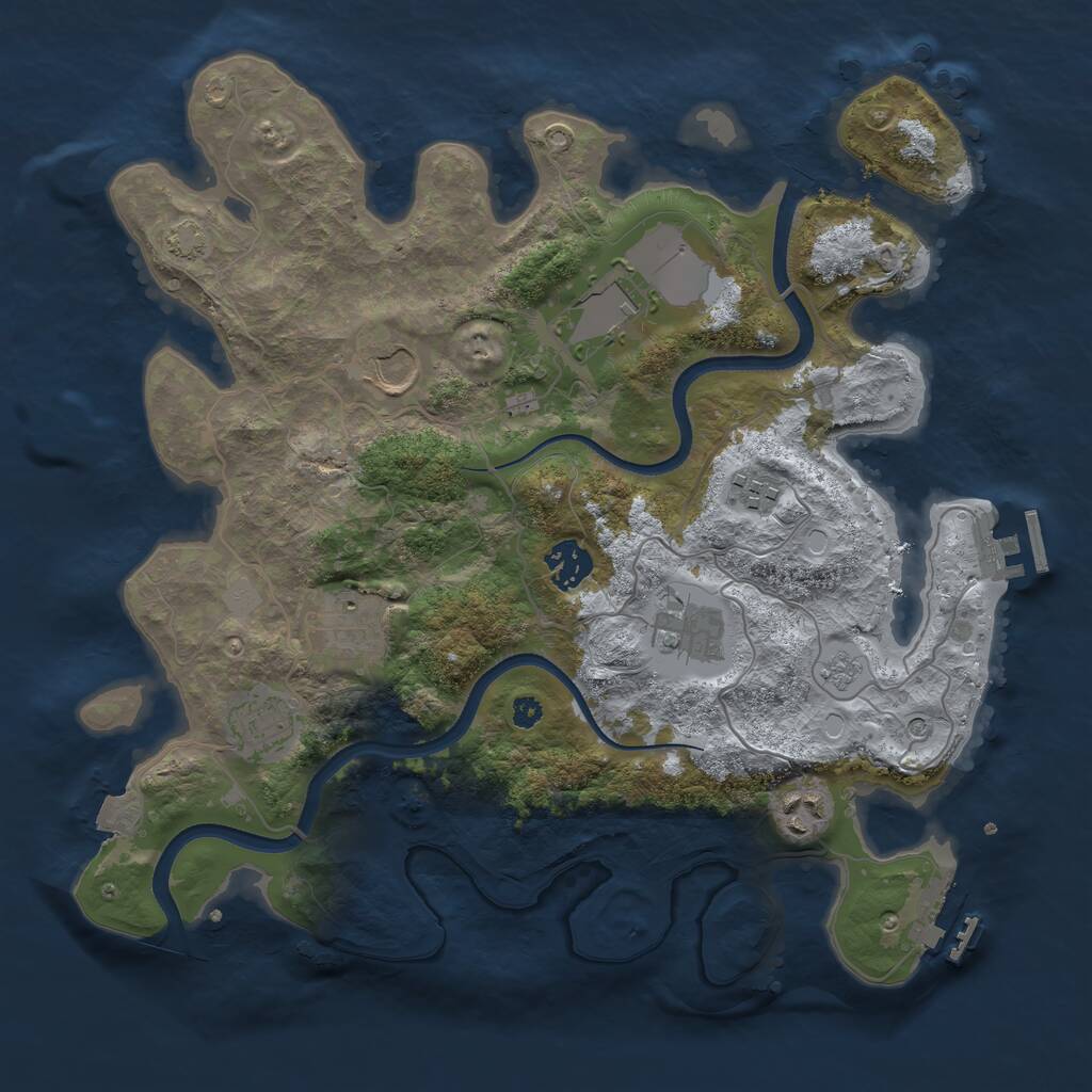 Rust Map: Procedural Map, Size: 3500, Seed: 195382, 14 Monuments