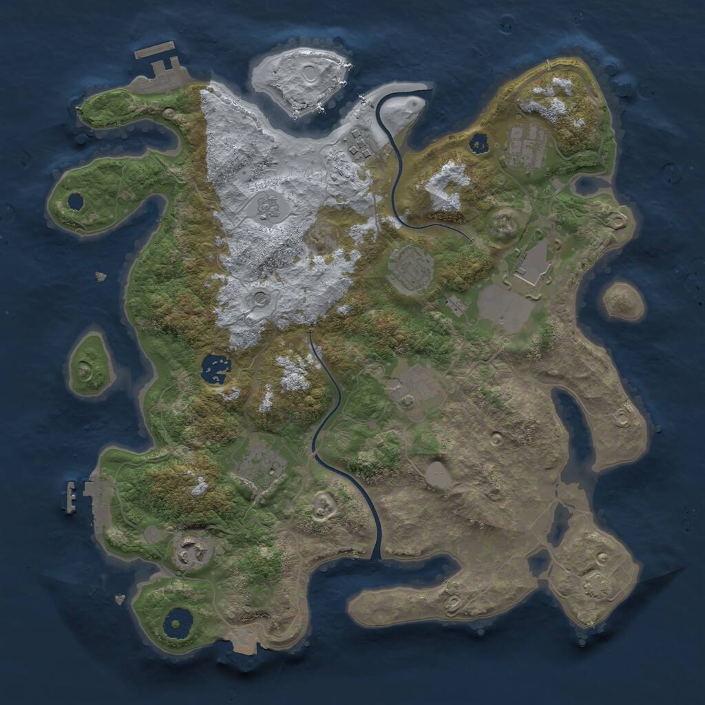 Rust Map: Procedural Map, Size: 3500, Seed: 1338597, 14 Monuments