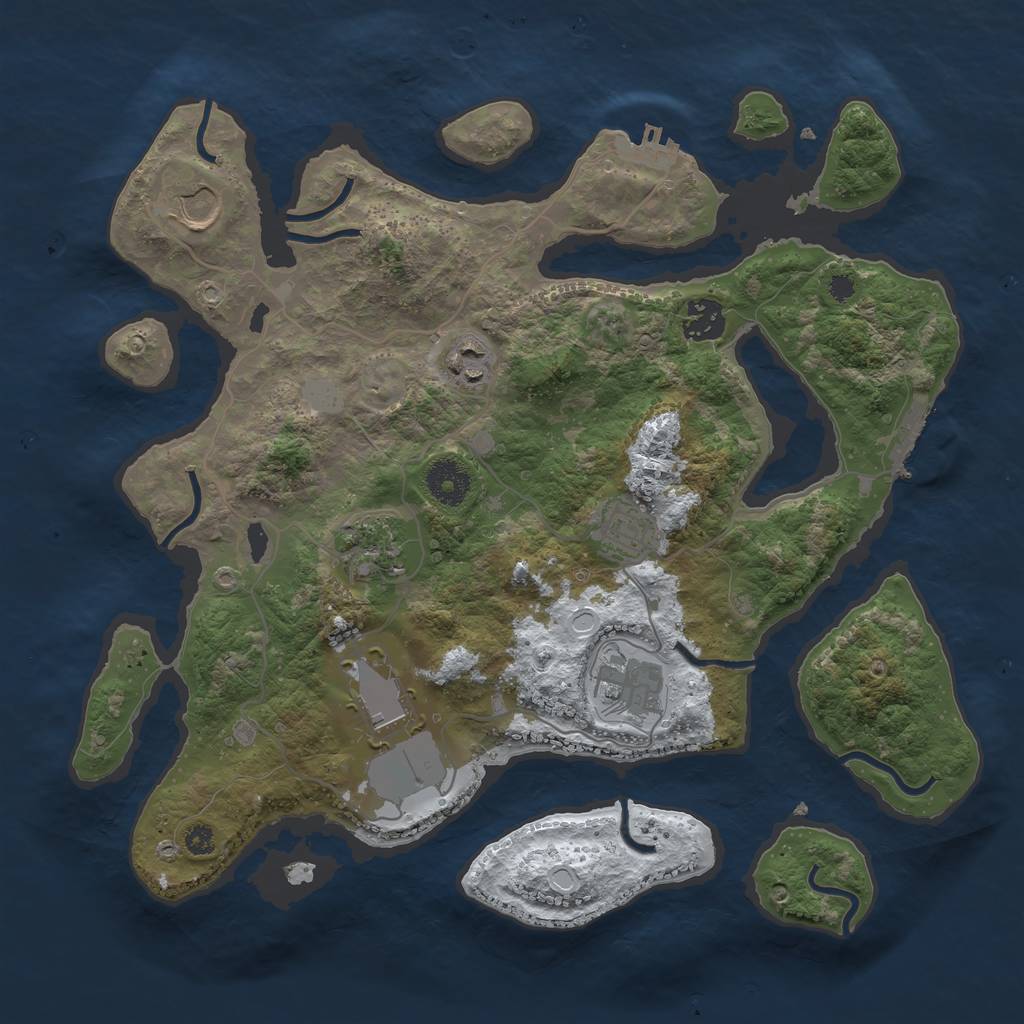 Rust Map: Procedural Map, Size: 3500, Seed: 6058223, 14 Monuments