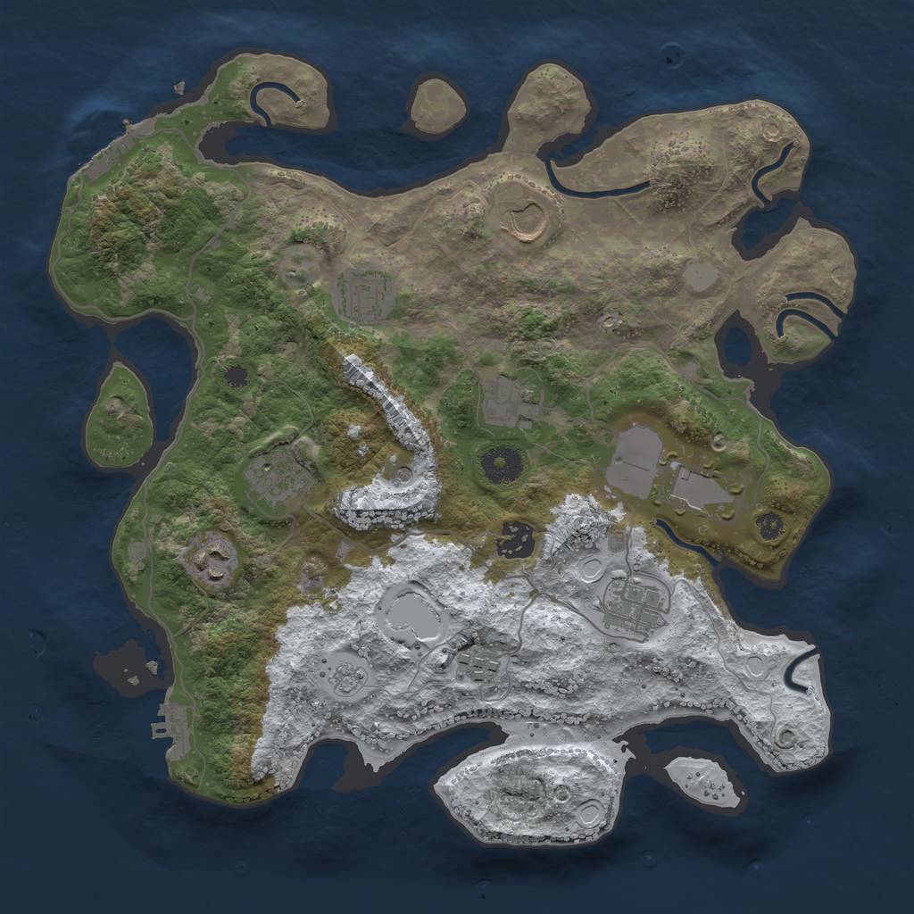 Rust Map: Procedural Map, Size: 3500, Seed: 5901418, 18 Monuments