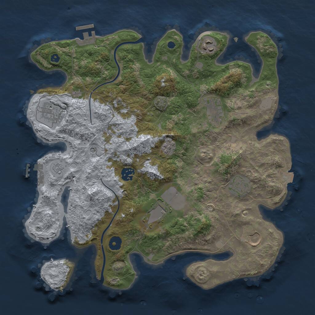 Rust Map: Procedural Map, Size: 3500, Seed: 1818785, 14 Monuments