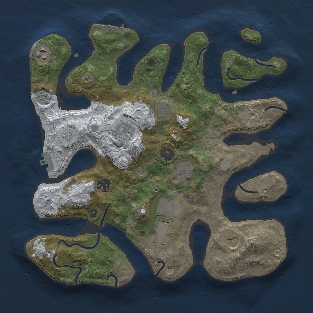 Rust Map: Procedural Map, Size: 3500, Seed: 1791484, 17 Monuments