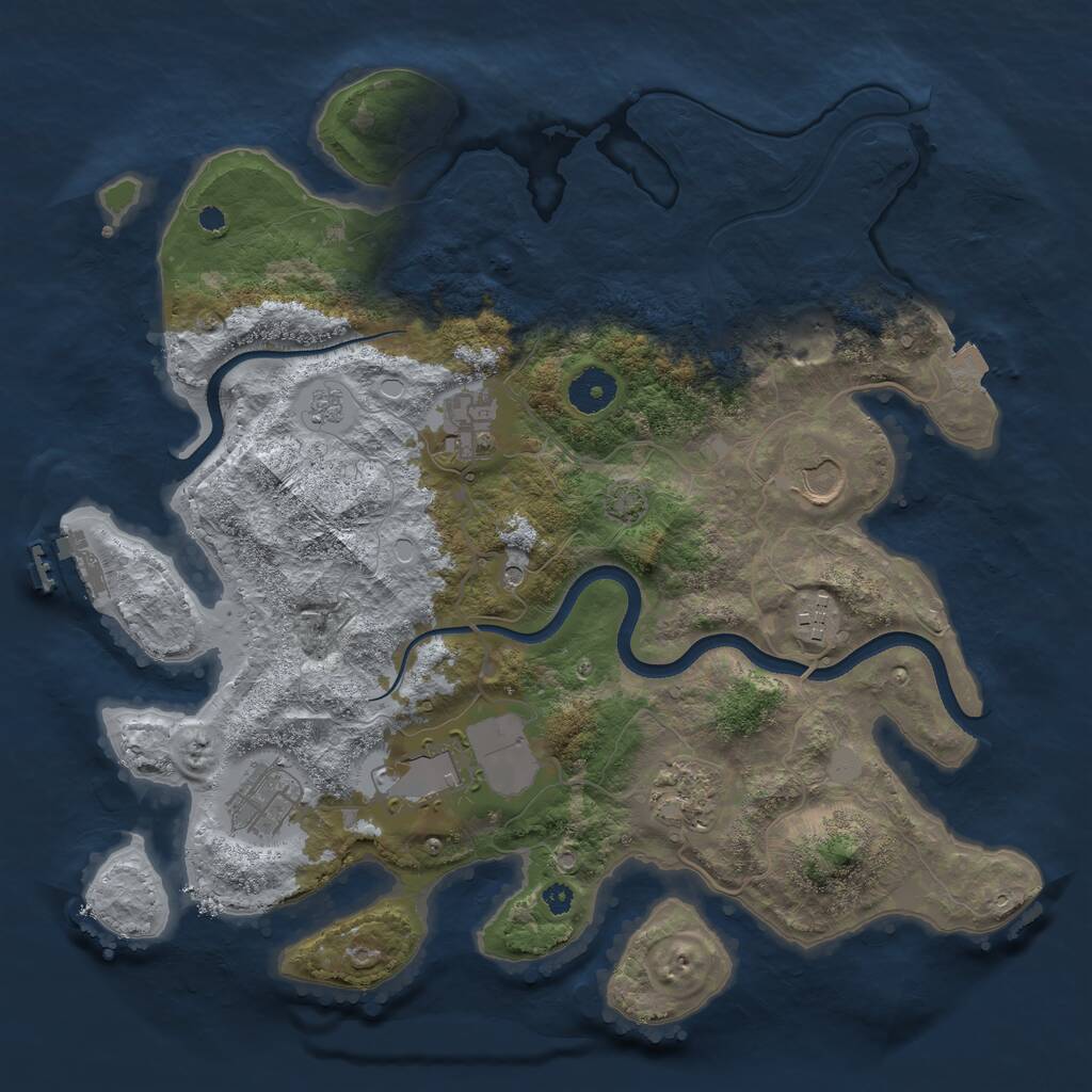 Rust Map: Procedural Map, Size: 3600, Seed: 984220, 11 Monuments