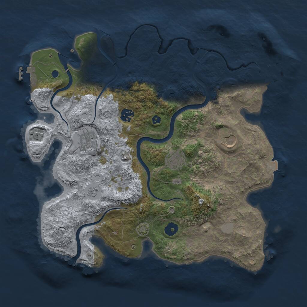 Rust Map: Procedural Map, Size: 3500, Seed: 5864543, 11 Monuments