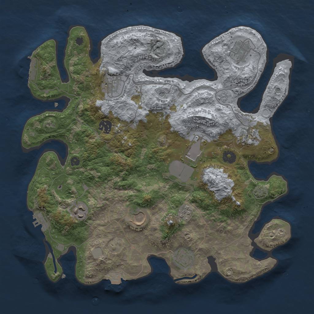 Rust Map: Procedural Map, Size: 3500, Seed: 1821602, 17 Monuments