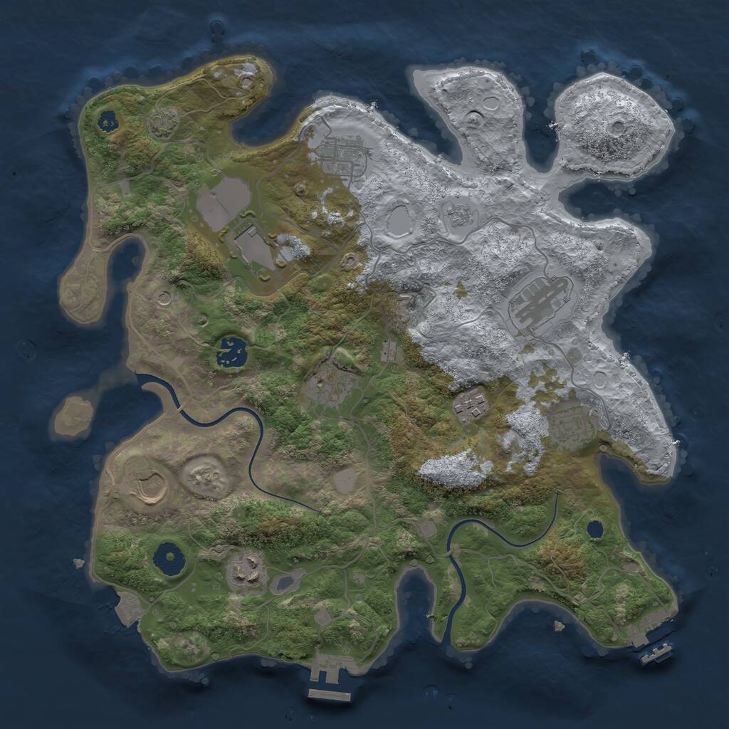 Rust Map: Procedural Map, Size: 3500, Seed: 1488271, 15 Monuments