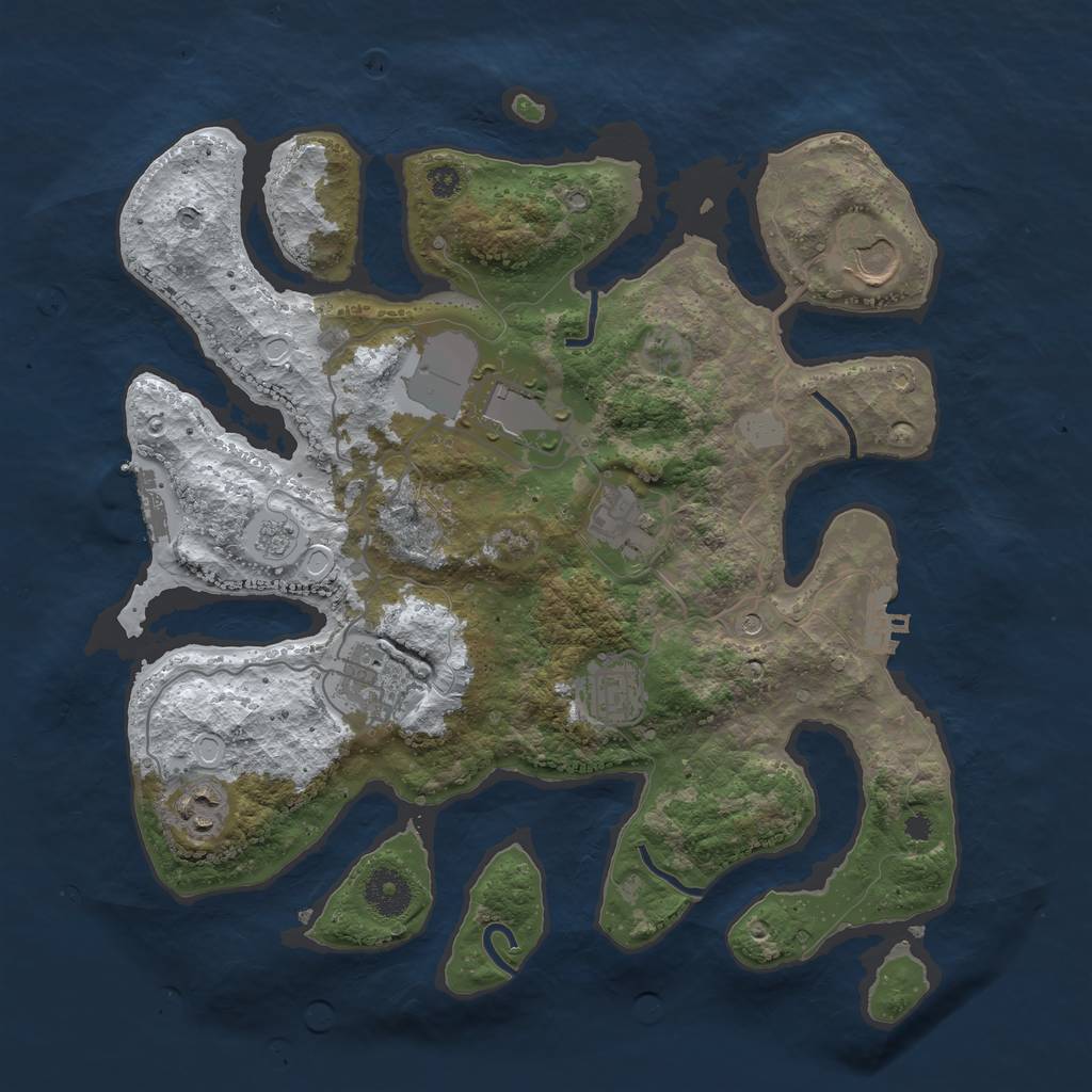 Rust Map: Procedural Map, Size: 3500, Seed: 3344502, 15 Monuments