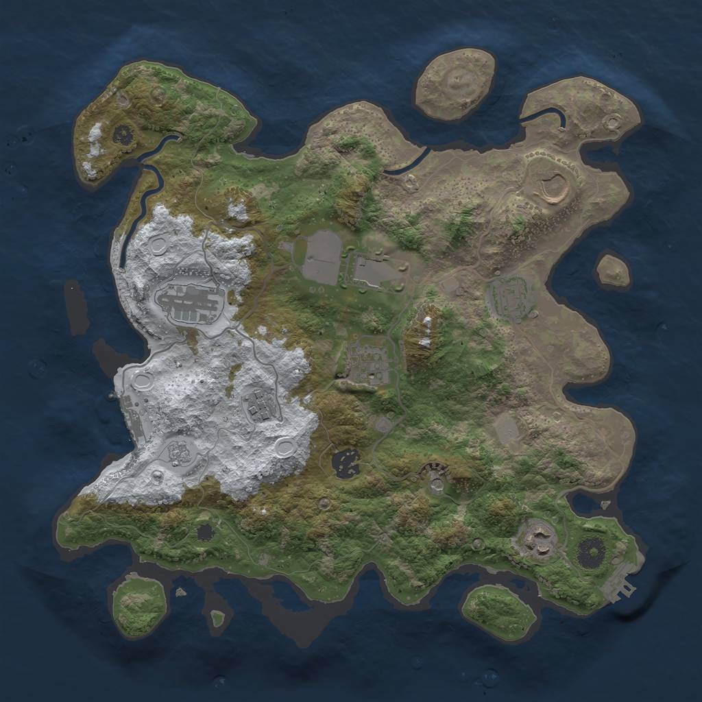 Rust Map: Procedural Map, Size: 3500, Seed: 1260967, 17 Monuments