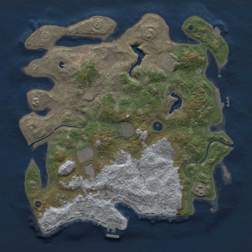 Rust Map: Procedural Map, Size: 4000, Seed: 3863891, 13 Monuments
