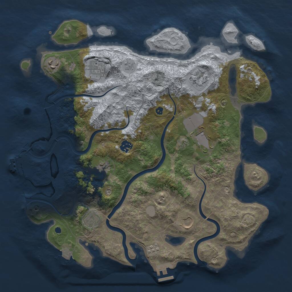 Rust Map: Procedural Map, Size: 3800, Seed: 4660571, 15 Monuments