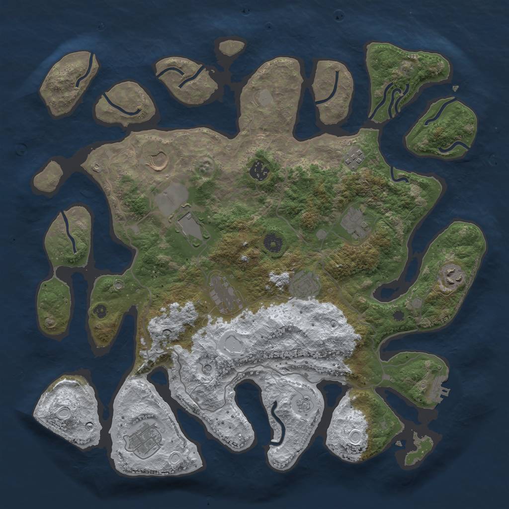 Rust Map: Procedural Map, Size: 4000, Seed: 3321431, 17 Monuments