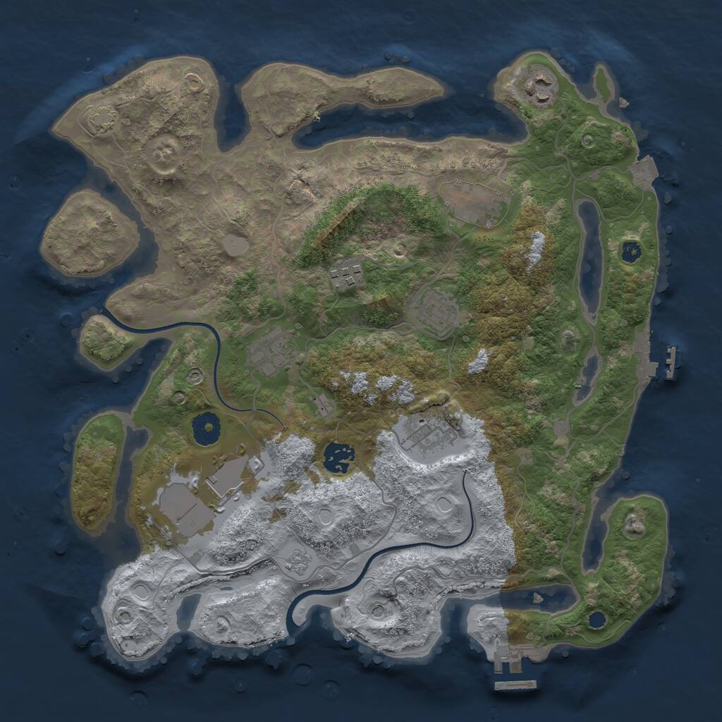 Rust Map: Procedural Map, Size: 3500, Seed: 468940, 14 Monuments